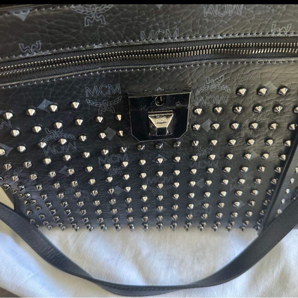 MCM Black Studded Satchel - Picture 11 of 12